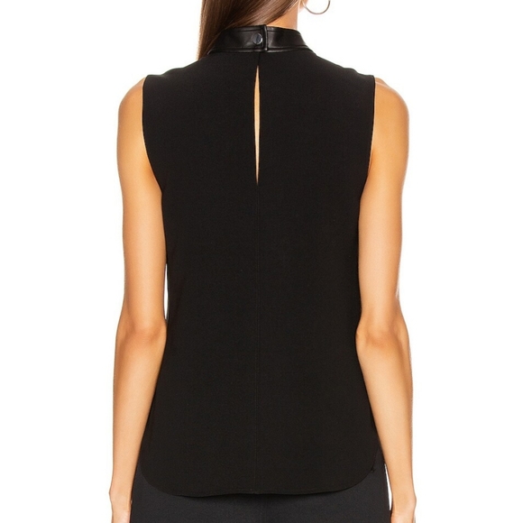 A.L.C. Dallas Black Top with Faux Leather Detail, Size 6 - Picture 2 of 8